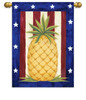 Patriotic Red White and Blue Pineapple Garden Flag Banner