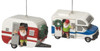 Santa in RV and Teardrop Camper Holiday Ornaments Set of 2