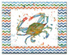 Indigo Lagoon Coastal Blue Crab Chevron Glass 15 Inch Kitchen Cutting Board