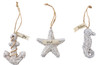 Mud Pie Anchor Seahorse and Starfish Glitter Sea Holiday Ornaments Set of 3