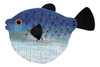 Blue Porcupine Fish Wood Wall Decor 15.25 Inches