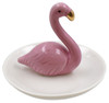 Pink Flamingo With Golden Beak Trinket Dish Stoneware 4.25 Inches