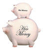 His Money and Her Money Stacked Pigs Piggy Bank Ceramic 8.5 Inches