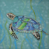 Sea Turtle Swimming in Seaweed Coastal 4X4 Inch Ceramic Tile