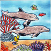 Dolphins Swimming in Deep Sea Paradise Ceramic Tile 8 Inches