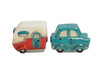 Road Trip Car Pulling Camper Salt and Pepper Shaker Set Ceramic