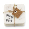 Mud Pie Bridal Mr and Mrs Drink Coasters White Marble Set of 4