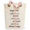 Mud Pie Teacher Mentor Grommeted Canvas Tote Bag 15.5 Inches