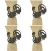 Park Designs Folk Rooster Napkin Rings Set of 4 Distressed Iron