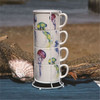 Dennis East Jellyfish Stacking Mugs Set  of 4 with Wire Rack Ceramic