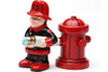 Fireman and Hydrant Salt and Pepper Shakers Magnetic Ceramic