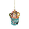 Beach Pail Filled with Shells Christmas Holiday Ornament Glass 4 Inches