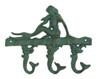 Mermaids Triple Wall Hooks Painted Cast Iron