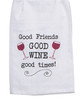 Kay Dee Good Friends Good Wine Girlfriends Krinkle Flour Sack Kitchen Towel