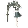 Patina Birds on Branch Dinner Bell Cast Iron Wall Mounted