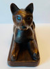 Fox Shaped Doorstop Carved Wood Stained Finish