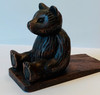 Furry Bear Shaped Doorstop Carved Stained Wood