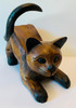 Playful Kitty Cat Wine Bottle Holder Carved Wood Stained