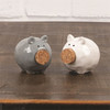 Speckled Pigs with Cork Noses Salt and Pepper Gray and White Porcelain