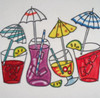 Tropical Drink Glasses With Little Umbrellas Ceramic Tiki Bar Tile Art 6 Inches