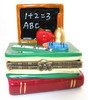ABC Blackboard on Stack of Books Teachers Pet Hinged Trinket Box Porcelain