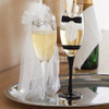 Mud Pie Bride with Veil and Groom in Black Tie Stemmed Champagne Glass Set of 2