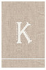 Mud Pie Initial K Monogram Hand Tied French Knot Linen Guest Towel 21 Inch