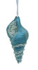 December Diamonds Seashell with Pearls Teal Blue Glass Holiday Ornament 7 Inches