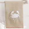 Mud Pie Coastal Crab French Knot Oatmeal Linen Bathroom Guest Towel