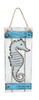 Beachcombers Blue White Seahorse Wall Plaque Sign Metal and Wood 11.75 Inches