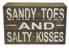 Sandy Toes and Salty Kisses Box Shelf Sign Stained Wood 7 Inches