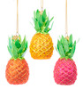 Kurt Adler Noble Gems Yellow Pink Orange Pineapples Holiday Ornaments Set of 3