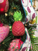 Kurt Adler Noble Gems Yellow Pink Orange Pineapples Holiday Ornaments Set of 3