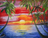 Palms Swaying Tropical Sunset 8X8 Inches Ceramic Tile