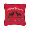 Merry Christmas Deer with Holly Garland Red Holiday Accent Throw Pillow 10 Inch