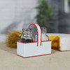 Farmhouse Style Salt and Pepper Shakers and Red Rim Enamel Caddy Set