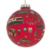 Camper Icons Red Christmas Holiday Ornament Glass Ball 3.5 Inches