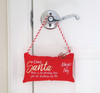 Santas Magic Key Red Door Knob Hanger Fabric Pillow 7.25 Inches