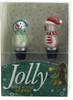 Silver Snowmen Jolly Wine Bottle Stoppers Toppers Set of 2 Glass