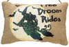 Happy Halloween Free Broom Rides Witch Cat Burlap Mini Pillows Set of 2