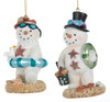 Kurt Adler Mr and Mrs Beachy Snowman Christmas Holiday Ornaments Set of 2