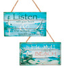 Lighthouse Sailboat Beach Plaques Holiday Ornaments Set of 2 Wood 4.75 Inches
