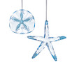 Blue Starfish and Sand Dollar Shells Christmas Holiday Ornaments Set of 2