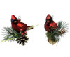 Red Cardinals Perched on Branches Christmas Holiday Ornaments Set of 2 Glass