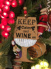 Cork Wine Glass Good Friends Happy Keep Calm Christmas Holiday Ornament Set of 3