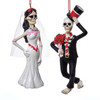 Day of the Dead Skull Bride and Groom Christmas Holiday Ornaments Set of 2