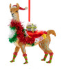Jolly Llama in Santa Hat Christmas Holiday Ornament Glass 5 Inches