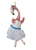 Ballerina Flamingo in White Tutu Christmas Holiday Ornament
