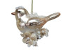 Pretty Song Bird with Pearl Flower Christmas Holiday Ornament