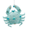 Blue Crab with Glitter and Beads Christmas Holiday Ornament 4.25 Inches